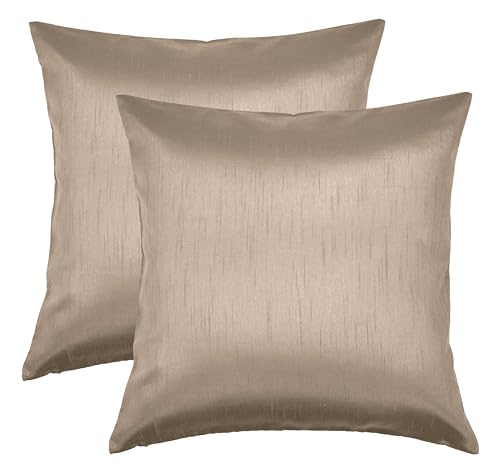 Aiking Home Faux Silk Throw Pillow Covers 18x18 Inches (Set of 2)