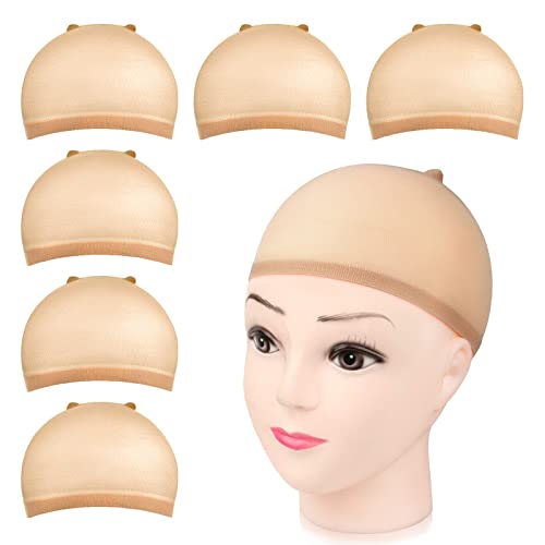 MORGLES Stretchy Nylon Wig Caps 6 Pack - Closed End Stocking Caps