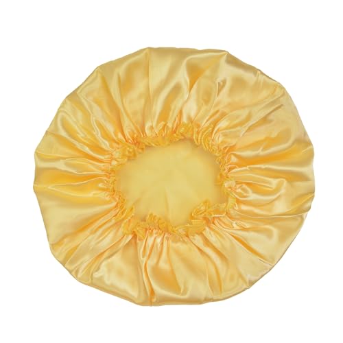 Satin Sleep Bonnet for Curly Hair 2-Pack Yellow Adjustable