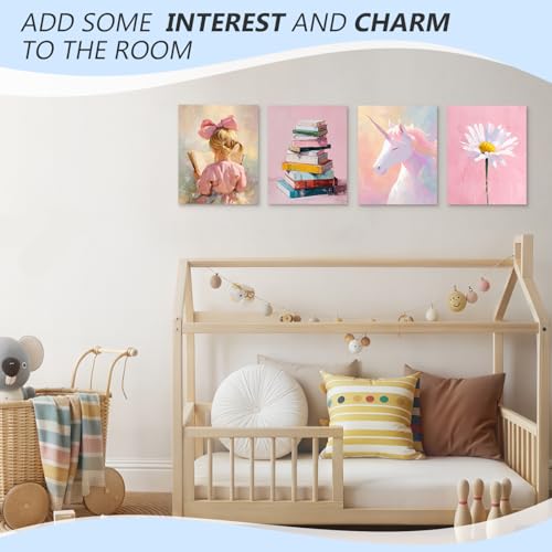 Pastel Pink Girl Nursery Wall Art Prints - Set of 4 8x10 Decor