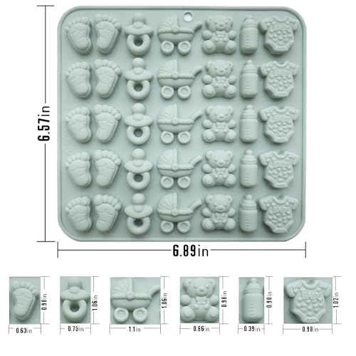 ScivoKaval Baby Shower Silicone Mold for Chocolate, Candy, and Cake Toppers