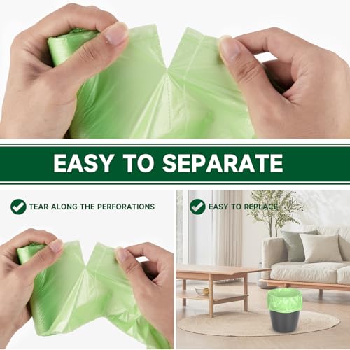 Ryobyo Biodegradable Small Trash Bags, 4 Gallon, 105 Count, Green