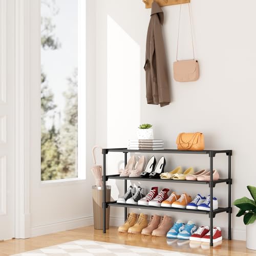 32.3" Stackable Shoe Rack Organizer for 16 Pairs – Non-Woven 3 Tier