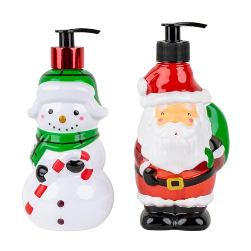 Simple Pleasures Christmas Santa & Snowman Refillable Soap Dispensers 2 Pack