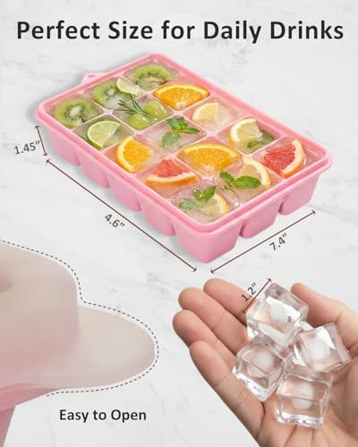 Silicone Ice Cube Trays with Lid - 2 Pack Stackable Molds