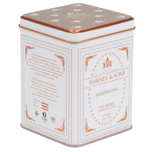 Harney & Sons Darjeeling Black Tea - 20 Pyramid Sachets in Decorative Tin