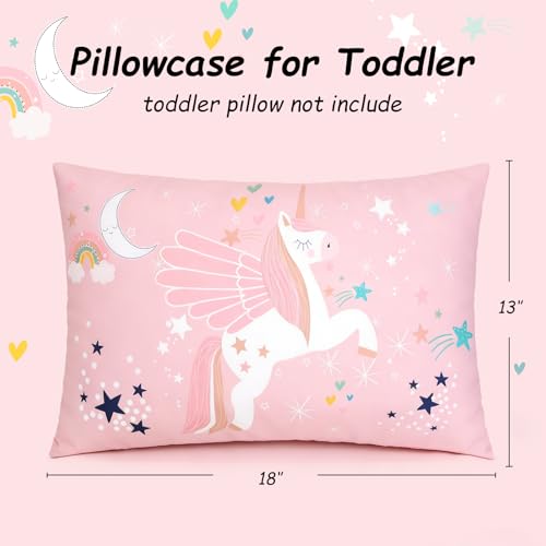 UOMNY Unicorn Toddler Pillowcase 2-Pack - Soft 13x18 Envelope Closure
