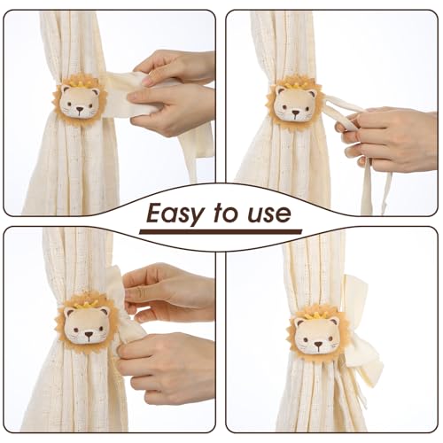 Cute Cartoon Lion Curtain Tiebacks - 2 Pack Decorative Holdbacks