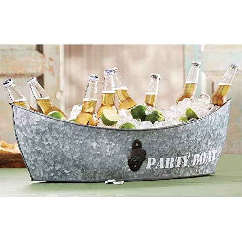 Tin Boat Party Drink Tub with Bottle Opener, 8 1/2" x 28"