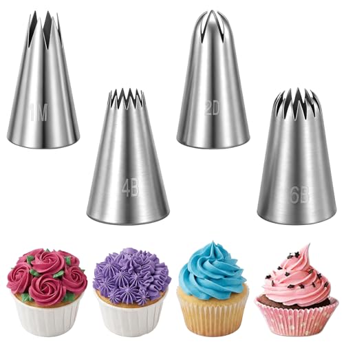 Cobee 4-Piece Large Stainless Steel Cake Decorating Piping Tips Set