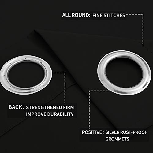 Easy-Going Thermal Blackout Curtains - 2 Panels 52x46 in, Black