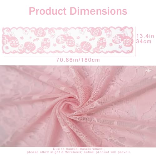 Elegant Pink Easter Lace Table Runner - 70.9x13.4 in