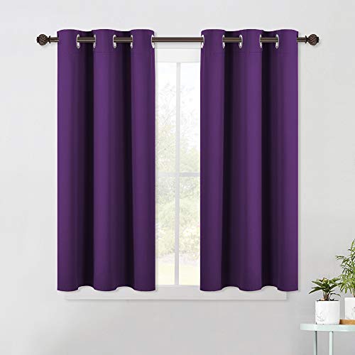 NICETOWN Royal Purple Blackout Curtains Set - 2 Panels 42x45 Inches Thermal Insulated Room Darkening Drapes