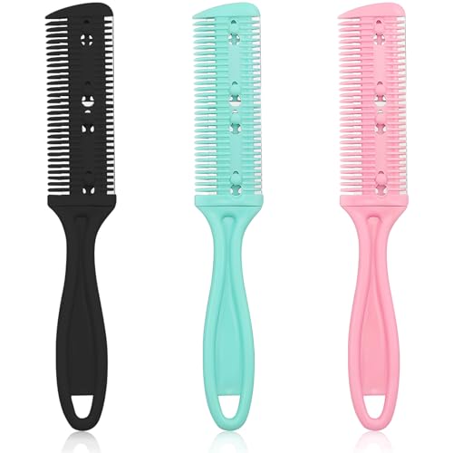 Kootinn 3 Pcs Dual-Side Hair Cutting & Thinning Razor Combs DIY Tool