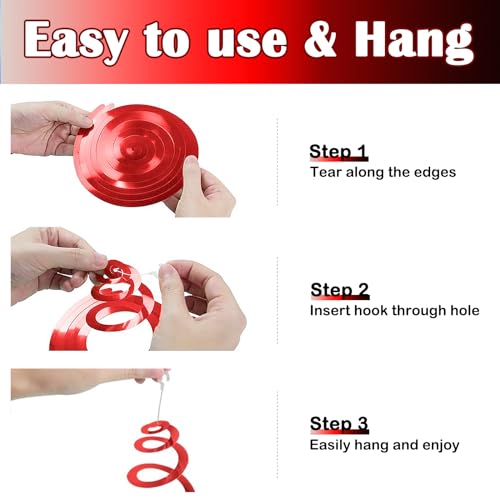30pc Foil Hanging Swirl Decorations - Black and Red Spiral Party Streamers