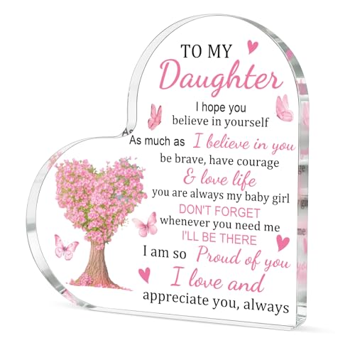 Heart-Shaped Acrylic Plaque - Inspirational Gifts for Daughter