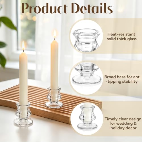 24 Pack Clear Glass Candle Holders Taper Candle Display for Weddings & Events - Variation of THIS listing