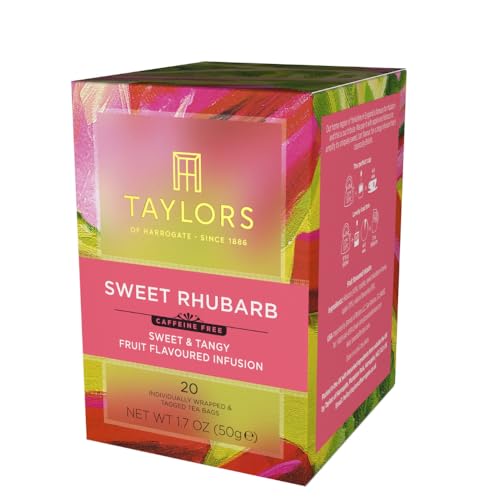 Taylors of Harrogate Sweet Rhubarb Herbal Tea Bags - 20ct Pack of 6