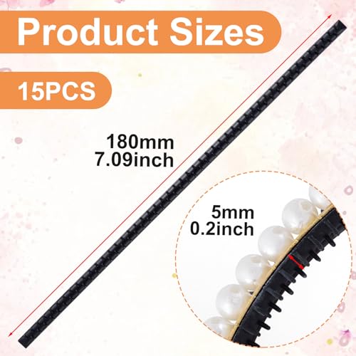 Pndeyo 10pcs Self-Adhesive Silicone Headband Teeth Strips for DIY Hair Accessories - Black