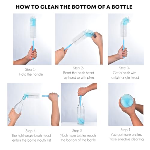 ALINK Blue 16-Inch Long Bottle Cleaning Brush for Narrow Neck Bottles