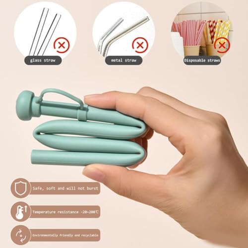Silicone Straw Replacement & Cap for Stanley 40 oz Tumbler Green