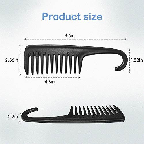 Wapodeai Wide Tooth Shower Comb with Hook for Curly and Wet Hair