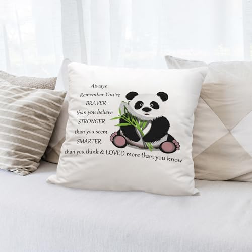 Braver Than You Believe Panda Throw Pillow Cover - 18x18 Inch Flannel Cushion for Home Decor