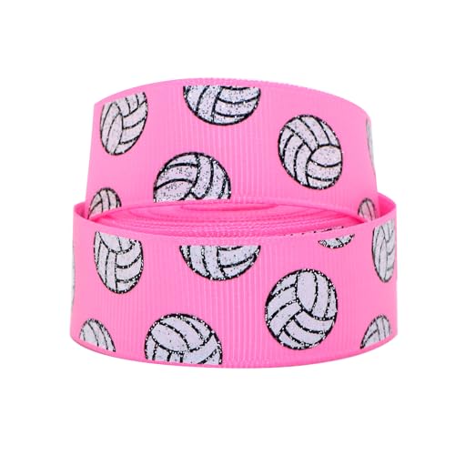 Volleyball Glitter Grosgrain Ribbon - 7/8" Wide, 5 Yards for DIY Crafts