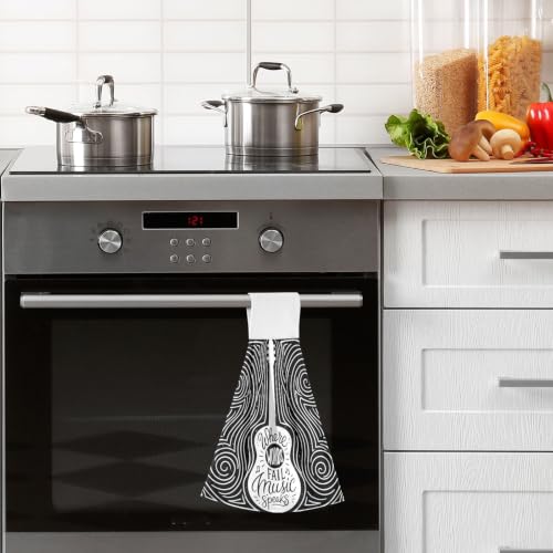 Music Is Life Kitchen Hand Towels with Hanging Loop - 2 Piece Set