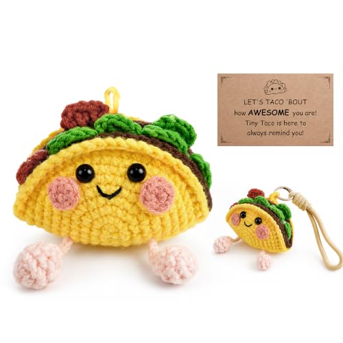 Inspirational Crochet Taco Plush Keychain - Positive Support Gift