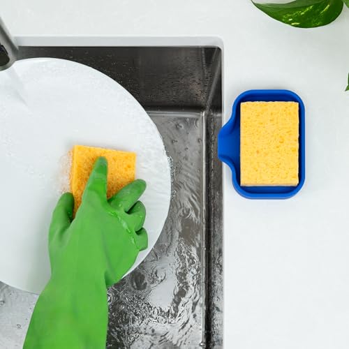 Zulay Kitchen Silicone Sponge Holder - Compact Sink Organizer Tray