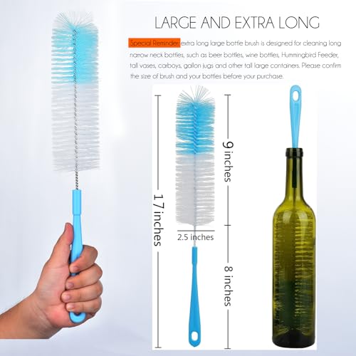 ALINK Blue 16-Inch Long Bottle Cleaning Brush for Narrow Neck Bottles