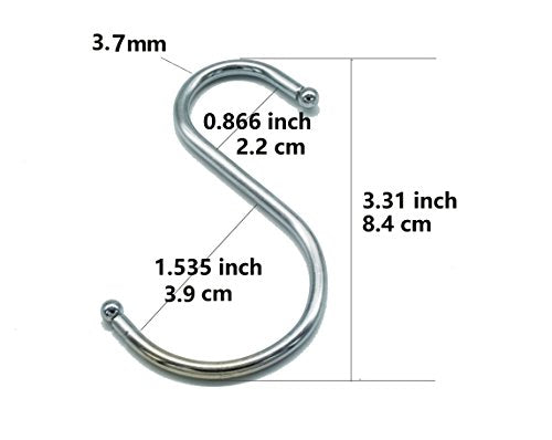 Lysas 20-Pack Heavy Duty S-Shaped Metal Hooks for Kitchen and Closet Storage