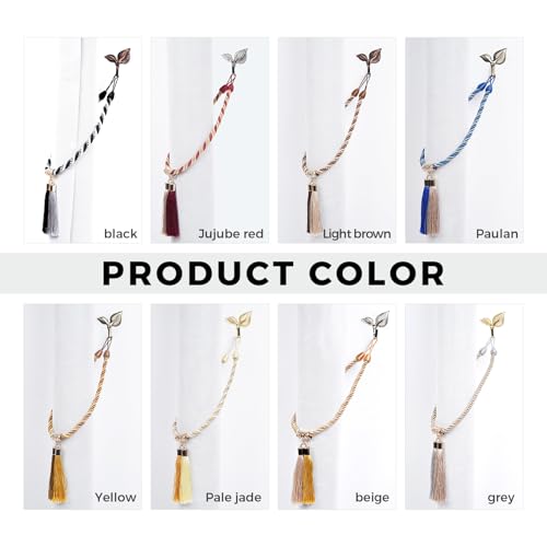 Napoleon Style Tassel Curtain Tiebacks with Hooks - Yellow, 2 Pack