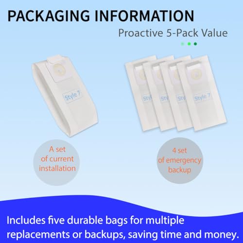 Bissell Style 7 Vacuum Bags - 5-Pack Replacement Bags for PowerForce & PowerGlide