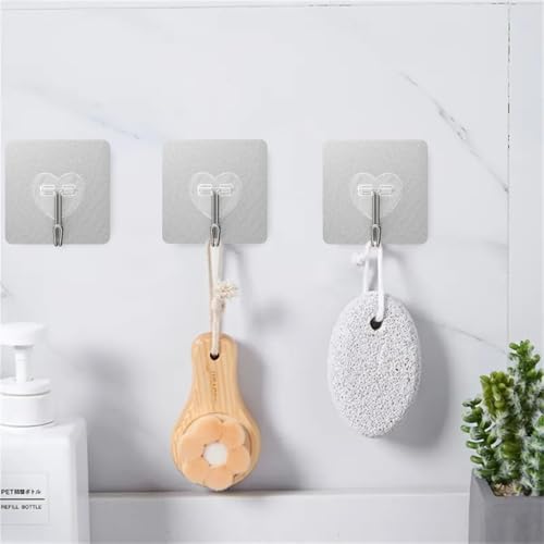 DGYB Silver Heart-Shaped Heavy Duty Adhesive Wall Hooks, 22lb, Set of 20
