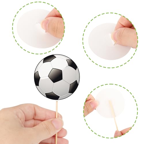 40 Pcs Soccer Cupcake Toppers for Birthday Party Decorations