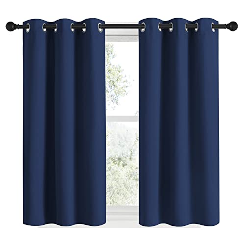 NICETOWN Navy Blackout Curtains, Thermal Insulated Grommet Drapes, 34x48