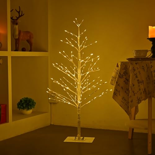 3FT Birch Tree with 219 Warm White LED Lights Waterproof Indoor Outdoor Christmas Decor - Variation of 3ft/219LED
