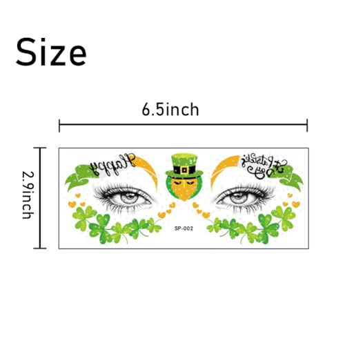 St. Patrick's Day Temporary Tattoos - 10 Sheets Waterproof Shamrock Face Stickers