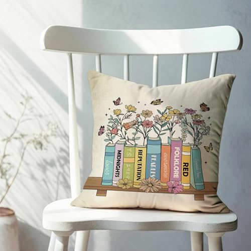 Fahrendom Music Floral Throw Pillow Cover 18x18 - Perfect for Book Lovers