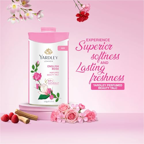 Yardley London English Rose Perfumed Deodorizing Talcum Powder 100g