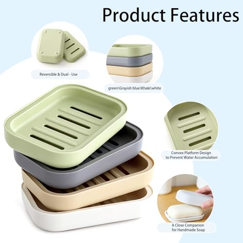 Double Layer Soap Dish - 4 Pack, Drainage & Vibrant Colors