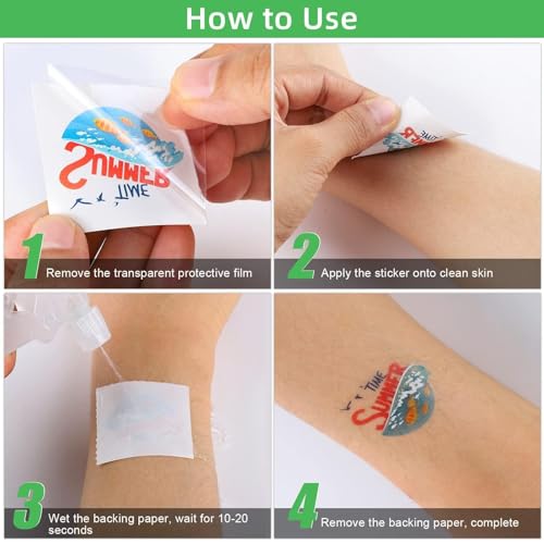 Summer Pool Party Temporary Tattoos - 144 Pcs Hawaiian Luau Beach Stickers