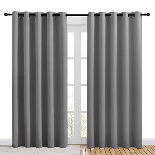 NICETOWN Silver Gray Blackout Curtains, 70" x 84" (2 Panels)