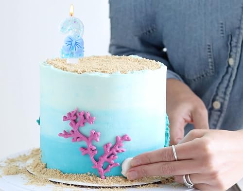 Number 2 Birthday Candle with Blue Bow - 3D Glitter Cake Topper