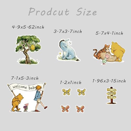 Winnie the Pooh Cake Toppers Set - 9Pcs Baby Shower Decorations