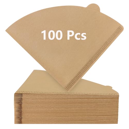Clinuse #02 Cone Coffee Filters - 100Pcs Unbleached V-Shaped