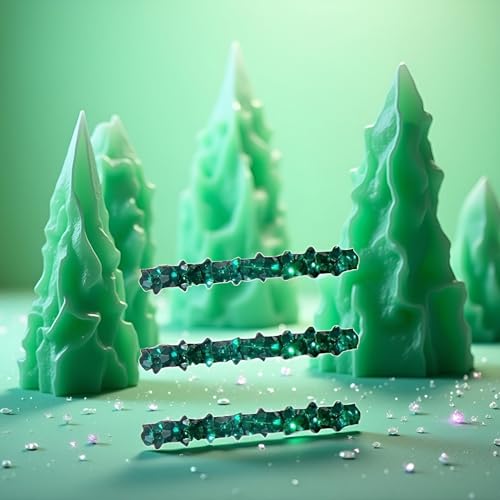Green Rhinestone Hair Barrette Clips 3-Pack Alligator Hair Pins