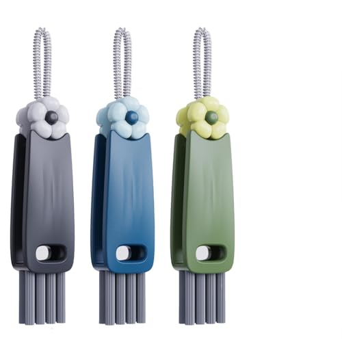 Nodirz 3-in-1 Cup Lid Gap Cleaning Brush Set - Black, Blue & Green